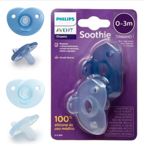 Chupeta Soothie 0-3M Dupla Philips Avent Azul - SCF099/01