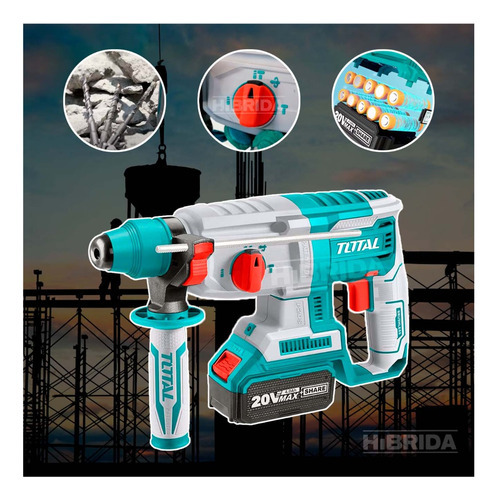Martelo rotativo sem fio total de, industrial - motor sem escova, sem carbono - 2 J, suporte Sds Plus - com 2 baterias de íon de lítio de 4,0 ah, carregador e estojo - Trhli202287
