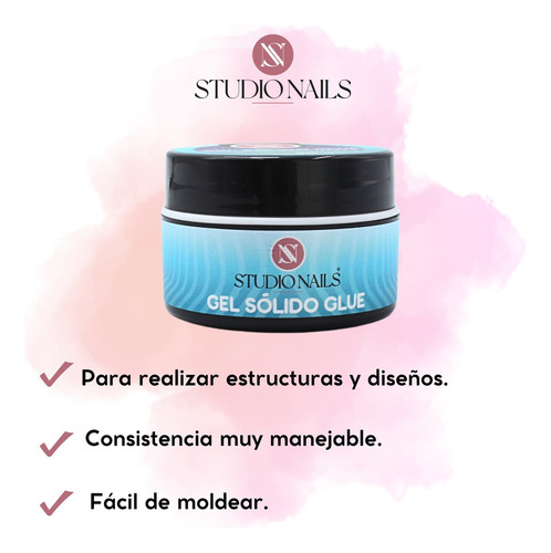 Gel Sólido Glue Para Construcción, Uñas, 15ml. Studio Nails Color Transparente