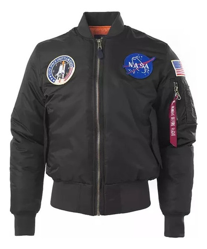 Campera Aviadora Gruesa Con Sellos Abrigada De Invierno Nasa