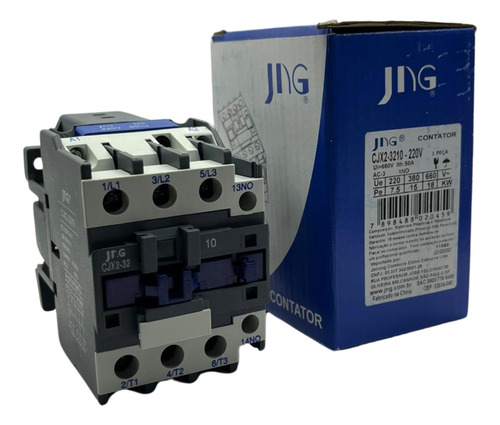 Contator Tripolar 32a Contato Auxiliar 220v Jng Cjx2-3210