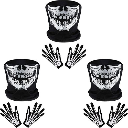 Guantes De Esqueleto Blanco De Halloween Y Máscara Facial .