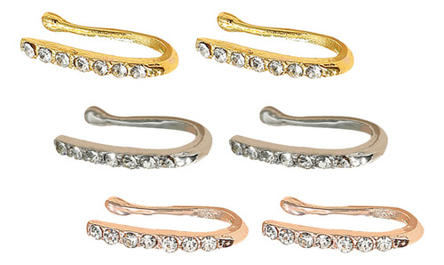 Set De 6 Modernos Anillos Nasales Con Clip En Forma De U