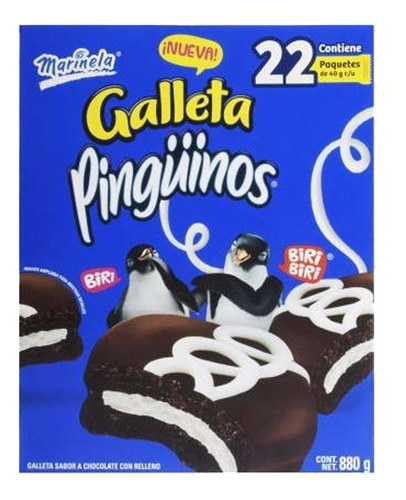 Imagen 1 de 4 de Galletas Pingüinos Marinela® 22 Piezas De 40 Gr Cada Una