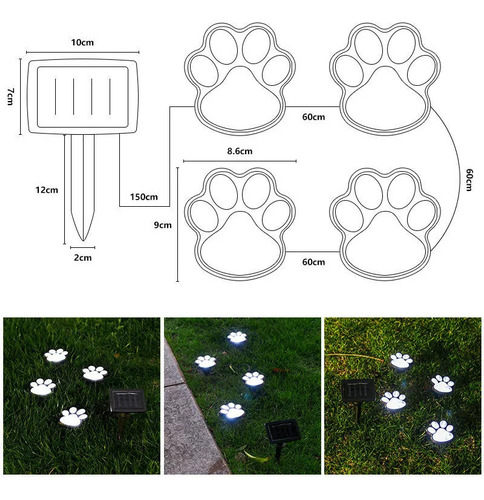 4 Luces Solares Para Exteriores Con Forma De Pata De Perro