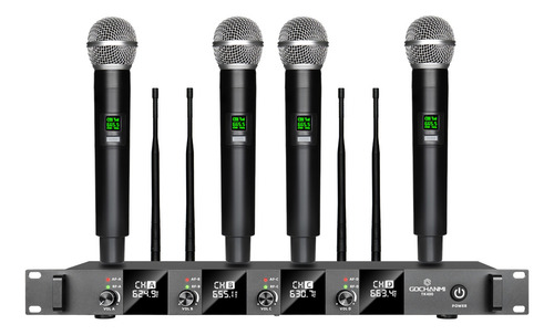 Microfonos Gc Tk400 Inalambricos 4 Canales Sistema Mano Uhf