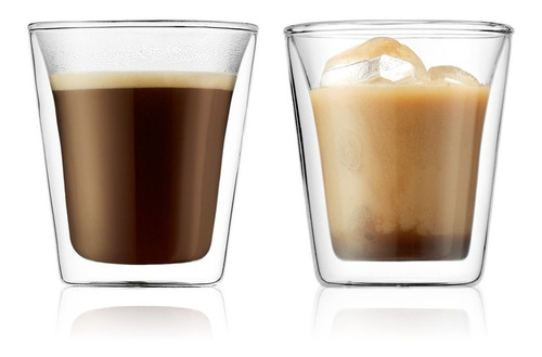 2 Vasos Bodum Canteen Vidrio Templado Doble Pared 200ml Café