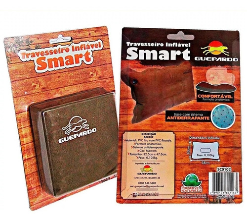 Imagem 3 de 3 de Travesseiro Inflavel Smart Antiderrapante Marrom - Guepardo