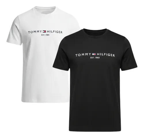Kit Camiseta Tommy Hilfiger 1985 Masculina Preta/branca Preta/branca P Masculino