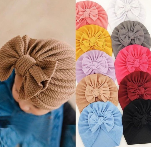 Pack X5 Turbantes Para Bebé Con Lazo Colores Varios