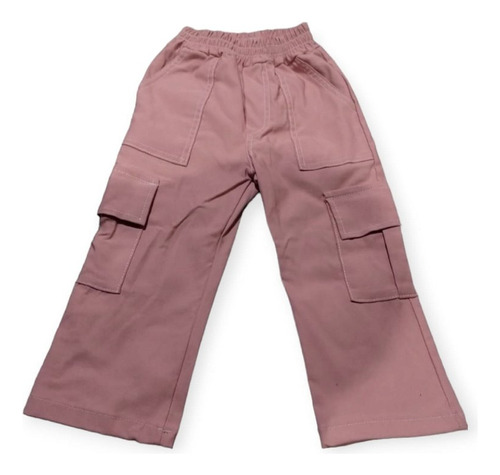 Pantalón De Niñas Wide Leg Cargo De Bengalina Varios Colores