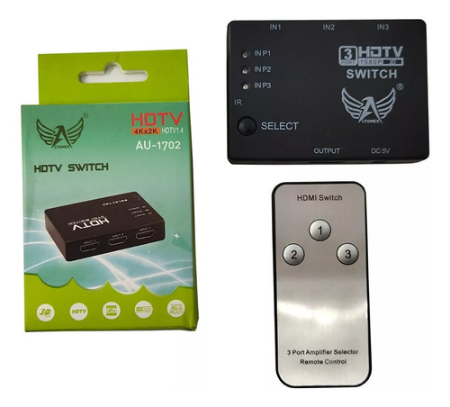 Multiplicador De Entrada Hdmi 4k 3 X 1 Com Controle Remoto