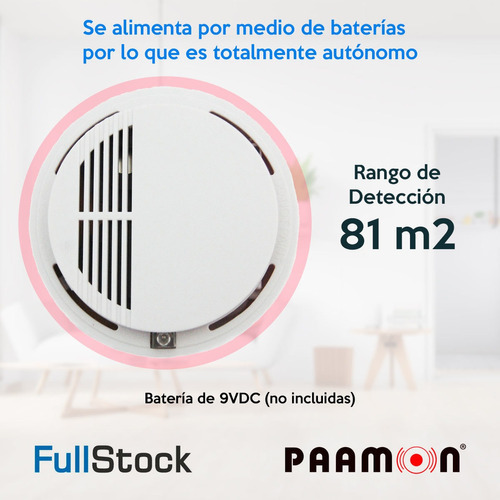 Paamon Detector De Humo Autonomo Inalambrico 81mts Pam-smk2
