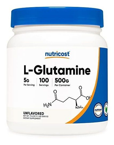 Nutricost L-glutamina En Polvo (500 Gramos) Sin Sabor - Sin 