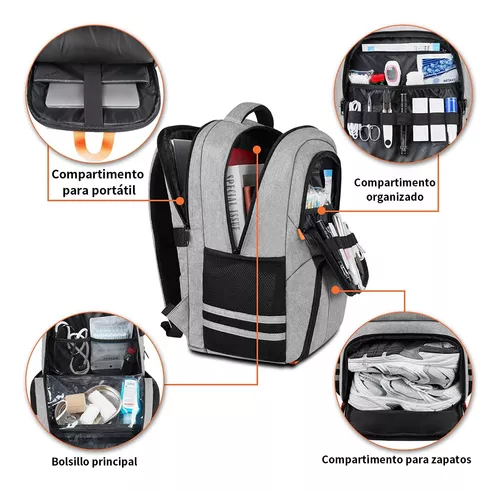 Mochila de gimnasio para hombres y mujeres, mochila de viaje con  compartimento para zapatos, puerto de carga USB, resistente al agua,  mochila médica