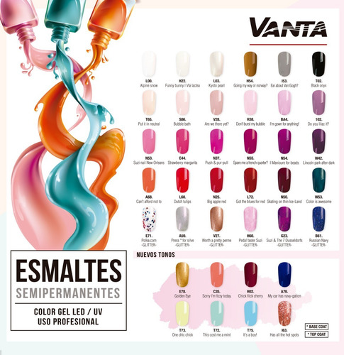 Imagen 2 de 2 de Kit 8 Esmaltes Semipermanente Vanta Gel On Off Uv Led X 15ml