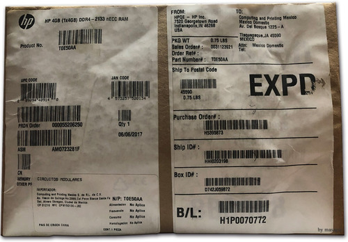 Memoria Hp 4gb Ddr4 2133mhz Dimm No-ecc T0e50aa Para Hp Z240
