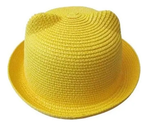 Lindo Sombrero De Paja Para Niños Y Niñas Con Orejas De Gato