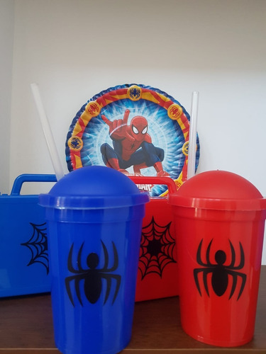 Vasos Plásticos Souvenir Con Vinilo Spiderman (15 Unid)