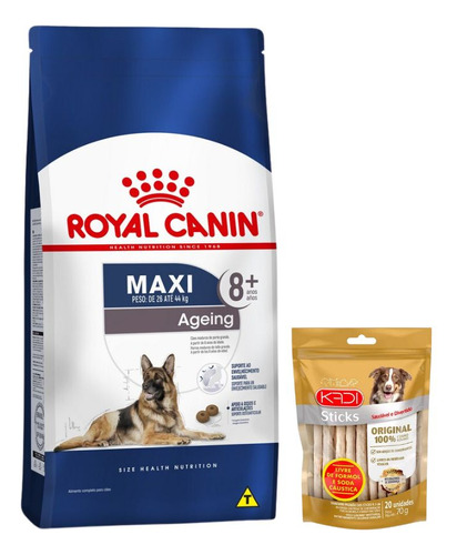 Royal Canin Cão Sênior M/g Maxi +8 15 Kg+osso Natu Kadi 70g