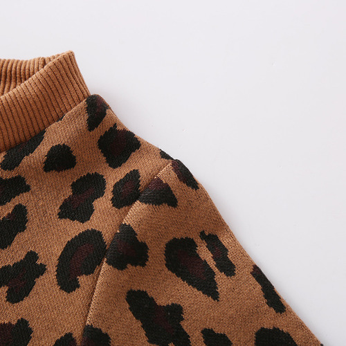 Jersey Con Estampado De Leopardo Para Niñas+falda De Cuero A