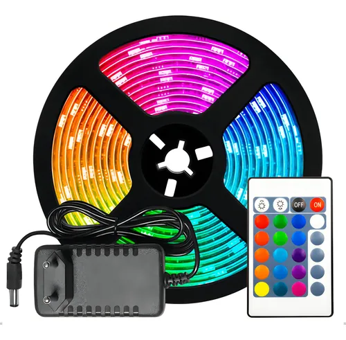 Fita Led Rgb 5050 Rolo 5m + Controle + Fonte