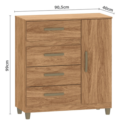Cómoda Cajonera 4 Cajones 1 Puerta Guarda Ropa Dormitorios