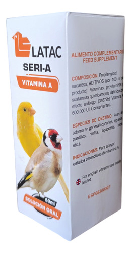 Vitamina A Latac Seri-a Solución Oral 60ml Aves De Ornato