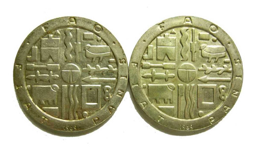 Lote De 2 Monedas Fao De Plata Año 1969 En Excelente Estado-