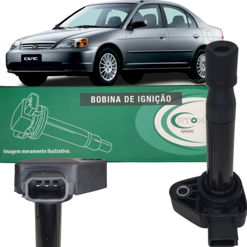 Bobina De Ignição 3 Pinos Civic 1.4 1.6 1.7 2001 2002 2003