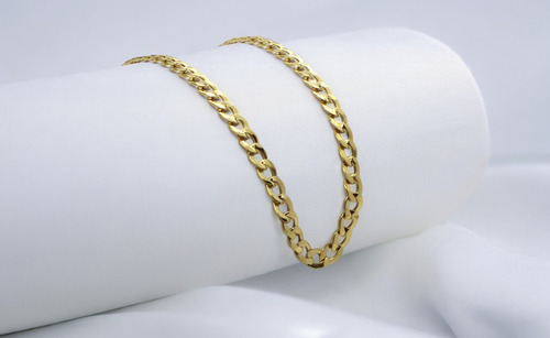 Cadena Italiana De 10k, Estilo Cubana, Calibre 2mm, De 60cm Color Dorado