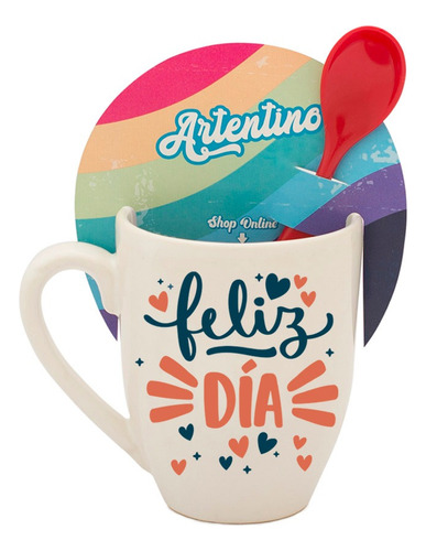 Taza Jarro Cerámica Café Té Cuchara Regalo Mamá Día Madre