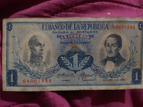 Billetes Antiguos De Colombia * Un,dos,cincuenta Pesos Oro
