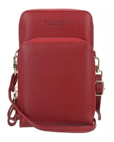 Bolso Bolsa Cartera Celular Con Correa Ajustable Mujer Dama Color Rojo