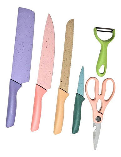 Set De 6 Piezas De Cuchillos Para Cocina De Colores