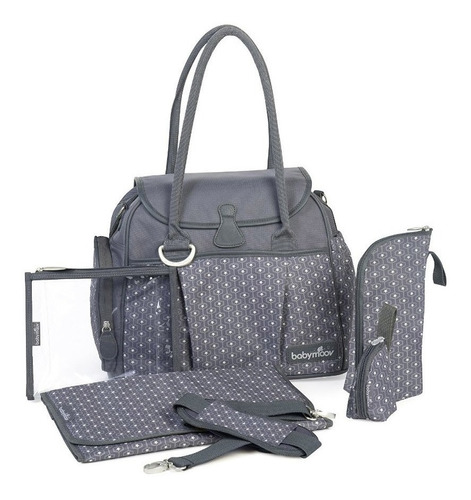 Bolso Maternal Cartera Babymoov Gris Accesorios Con Detalles