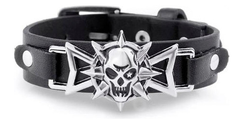 Pulsera Brazalete Calavera Hebilla Hombre Calaca Rock Dark