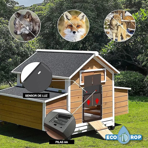 Imagen 4 de 4 de Puerta Automática A Pilas Para Gallinas, Aves. Anti Zorros