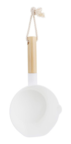 Cucharon Agua Plastico Mango Madera Baño Para Hogar Cocina