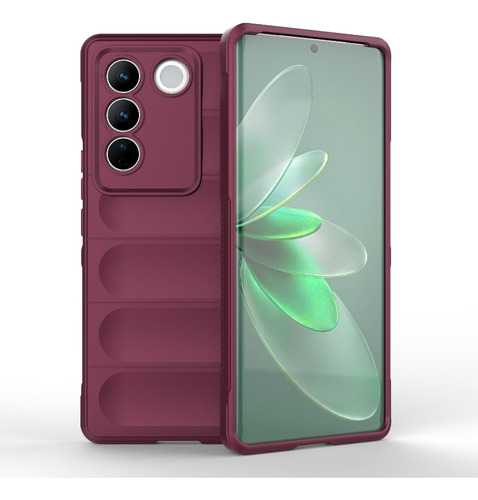 Funda De Franela Tpu + Color Rojo Vino Para Vivo S16 Pro 5g