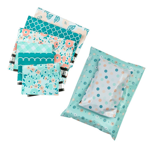 Poly Mailers Bolsas De Envío Blue Pink Flower Dot Plai...