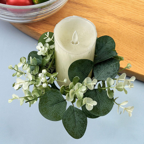 4 Juego De Velas Y Corona De Eucalipto Boho Chic 4 Piezas
