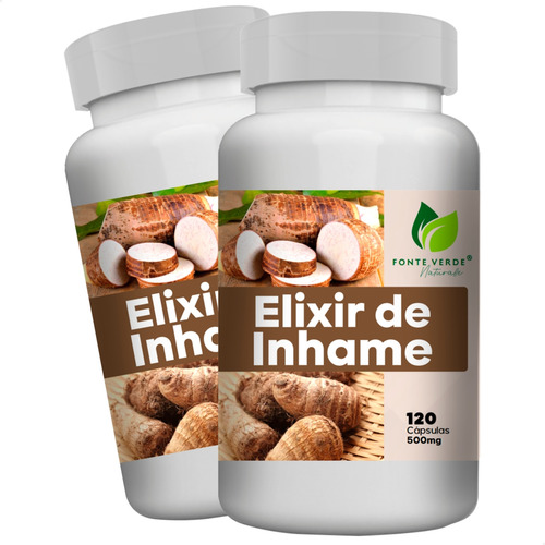 2 Potes Elixir De Inhame 100% Puro Kit 240 Cáps - Fonte Verde