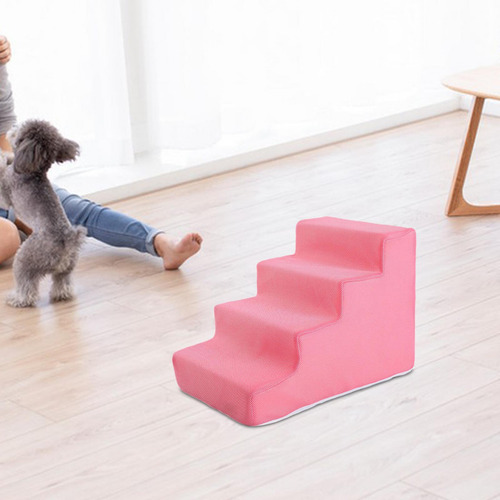 Escalera Para Mascotas, Escalones Para Perros, Rosa 4 Pasos