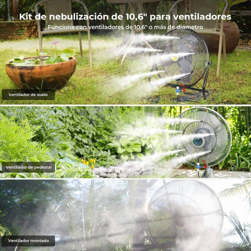 A Kit Ventilador Nebulización Refrigeración Para Jardín