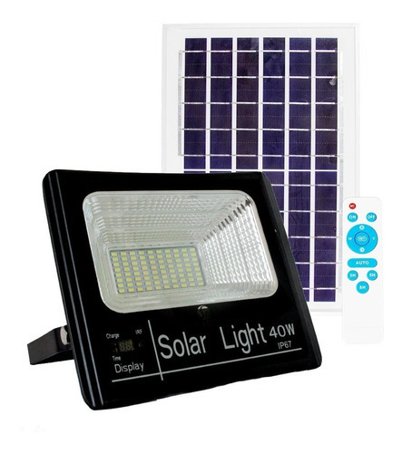 Reflector Solar Led 40w C/ Batería Y Control Remoto Exterior Color De La Carcasa Negro Color De La Luz Blanco Frío