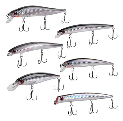 Kit Señuelos Pesca Mar Lombriz Minnow Popper Surf Bass