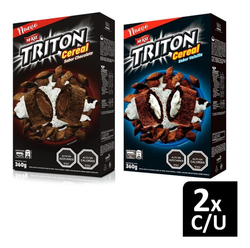 Cereal Nestlé Tritón Chocolate Y Tritón Vainilla X4 Cajas