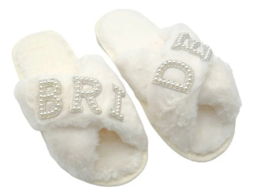 Pantufla Acolchonada Para Novia Bride To Be Sandalia Peluche