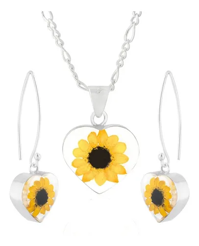 ARMETALES DE RL DE CV | Juego Corazon Girasol Collar Y Aretes